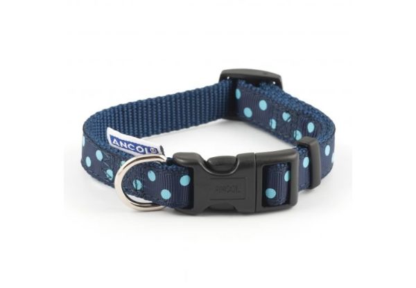 Vintage Polka Adjustable Hardwearing Nylon Dog Collar Hot on Sale