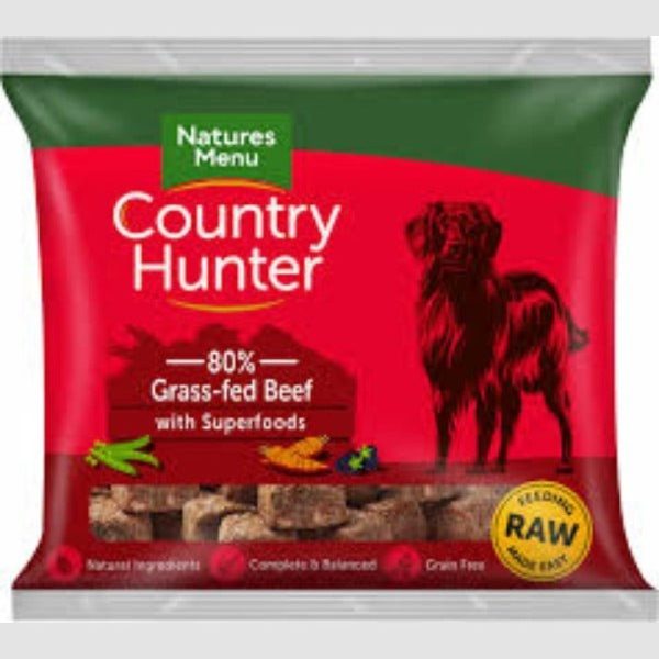 NATURES MENU COUNTRY HUNTER RAW NUGGETS  80 20 GRASS-FED BEEF  WITH SUPERFOOD  FOR ADULT DOGS 1KG Fashion