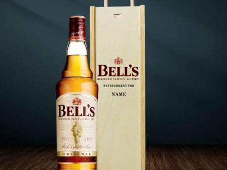 Personalised Bells Blended Scotch Whisky Gift Set In Wooden Box - 40% ABV (70cl) Discount