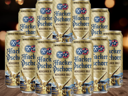 Hacker Pschorr Münchner Gold German Helles Lager 500ml Cans – 5.5% ABV (12 Pack) on Sale