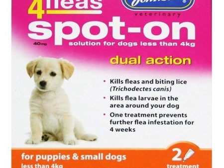 Johnson s 4fleas Dual Action Puppy and Small Dog Flea Spot-On 2 Pipettes Supply