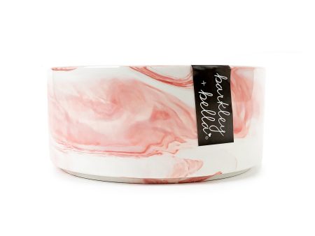 Barkley & Bella Ceramic Dog Bowl Zen Pink Marble Online now