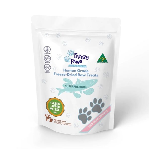 Freezy Paws Freeze Dried Human Grade New Zealand Green Lipped Mussels Dog and Cat Treats 50g on Sale