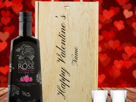 Personalised Tequila Rose Strawberry Liqueur Valentines Gift Set on Sale