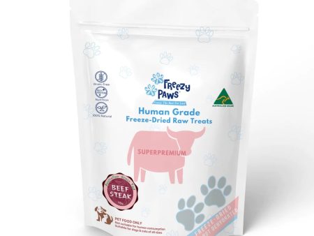 Freezy Paws Freeze Dried Human Grade Grass Fed Beef Steak  Dog and Cat Treats 70g Hot on Sale