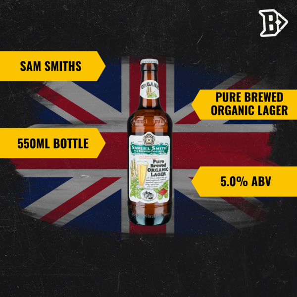 Sam Smiths British Pure Brewed Organic Lager 550ml Bottles - 5.00% ABV (12 Pack) on Sale