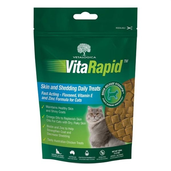 Vetalogica Vitarapid Cat Skin & Shedding Daily Treats 100g Cheap