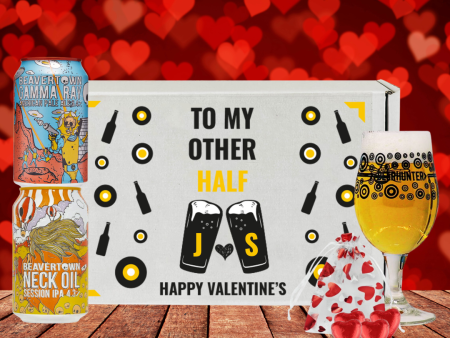 Personalised Valentine s Day Beavertown Craft Beer Can Gift Set with Branded Glass and Heart Chocolates Hot on Sale