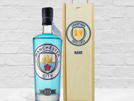 Manchester City Blue Raspberry Vodka in Personalised  Champions  Presentation Box (70cl) Online Hot Sale