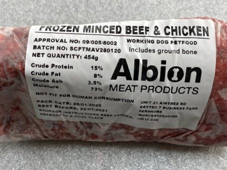 ABC: Beef & Chicken Mince RAW Dog Food with Ground Bone 454grms Supply