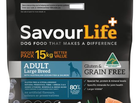 SavourLife Grain Free Adult Dog Large Breed Fish Dry Food 15kg Supply