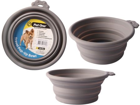 Pet One Silicone Travel Bowl Light Grey on Sale