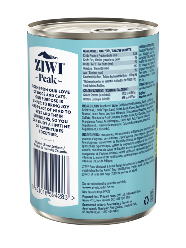 Ziwi Peak Dog Can Food Mackerel & Lamb Hot on Sale