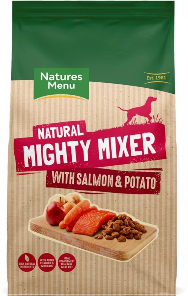 NATURES MENU BISCUITS  MIGHTY MIXER WITH SALMON & POTATOES  FOR ADULT DOGS 2 KG Online now