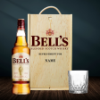 Personalised Bells Blended Scotch Whisky Gift Set In Wooden Box With Glass - 40% ABV (70cl) For Sale