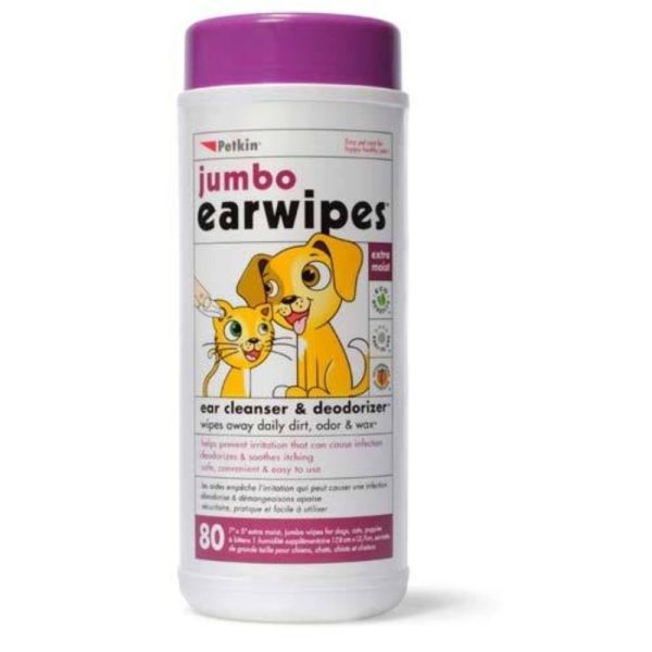 Petkin Jumbo Ear Wipes 80 Wipe Tub Discount