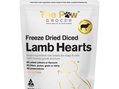 The Paw Grocer Freeze Dried Dog and Cat Treats Diced Lamb Hearts 90g Fashion