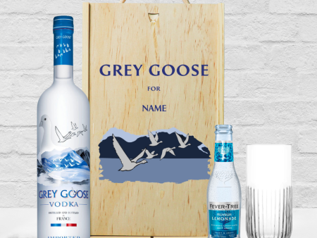 Personalised Grey Goose Vodka Gift Set with Lemonade & Rocks Glass (70cl) For Sale