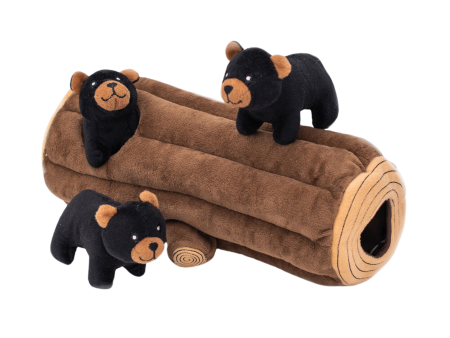 ZippyPaws Burrow Black Bear Log Dog Toy on Sale