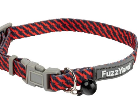 Fuzzyard Cat Collar Tabbytooth Red & Navy Cheap