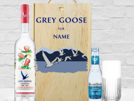 Personalised Grey Goose Strawberry & Lemongrass Vodka Gift Set with Lemonade & Rocks Glass (70cl) For Cheap