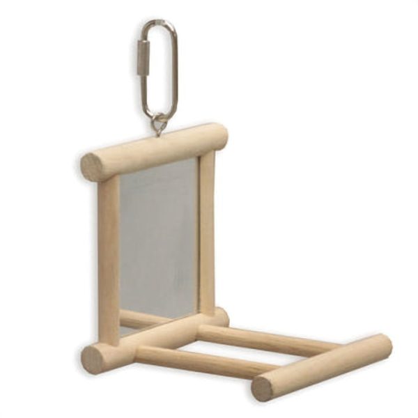 Kazoo Mirror with Wooden Perch Bird Toy Medium For Discount