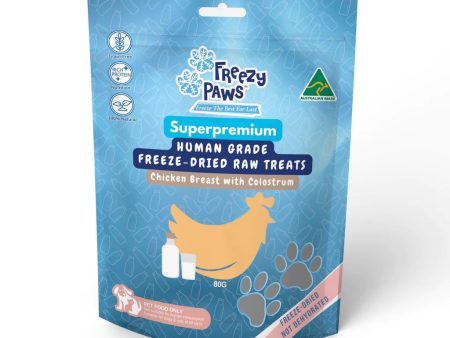 Freezy Paws Freeze Dried Human Grade Chicken Breast Colostrum Cat Treats 80g on Sale