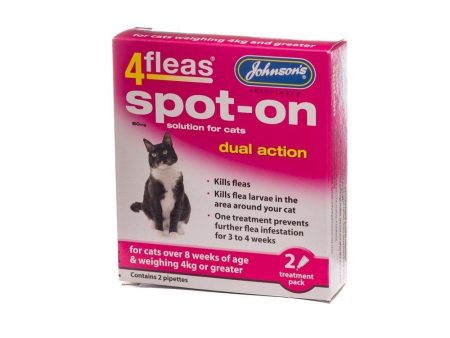 Johnsons 4Fleas Dual Action Spot On For Cats Over 8 Weeks (Cats Over 4kg) - 2 treatment Pack For Cheap