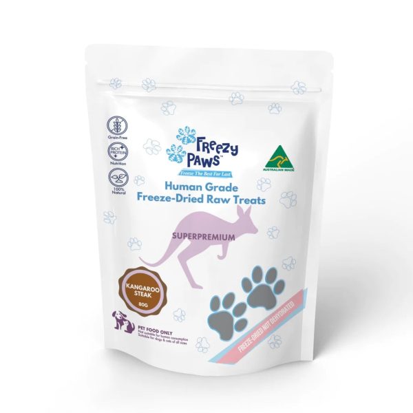 Freezy Paws Freeze Dried Human Grade Kangaroo Meat  Dog and Cat Treats 80g Online now