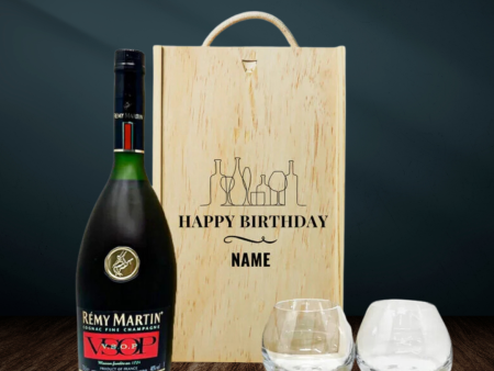 Personalised Remy Martin VSOP Cognac Champagne Happy Birthday Gift Set with Glasses on Sale