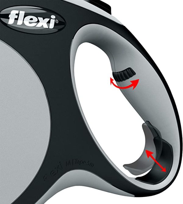 Flexi: New Comfort Retractable Tape Lead, Large, 8 m, Grey Online Hot Sale