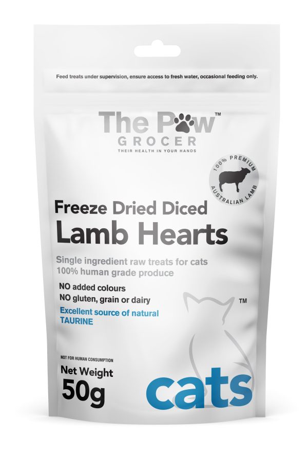 The Paw Grocer Freeze Dried Cat Treats Lamb Hearts 50g Supply