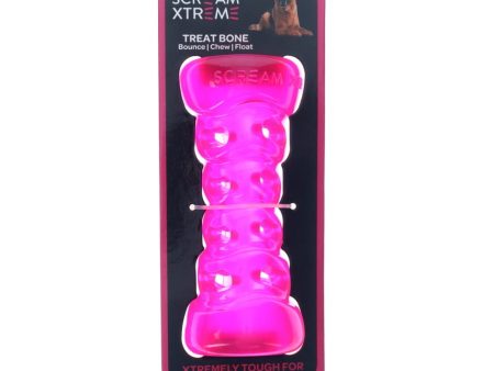 Scream Xtreme Tough Bone Loud Pink Dog Chew Toy Fashion