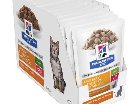 Hill s Prescription Diet c d Multicare Stress Urinary Care + Metabolic Weight Cat Food Pouches 85g x 12 For Discount