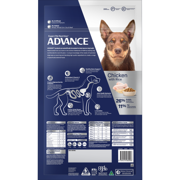 Advance Chicken and Rice Medium Breed Adult Mobility Dog Dry Food 13kg For Cheap