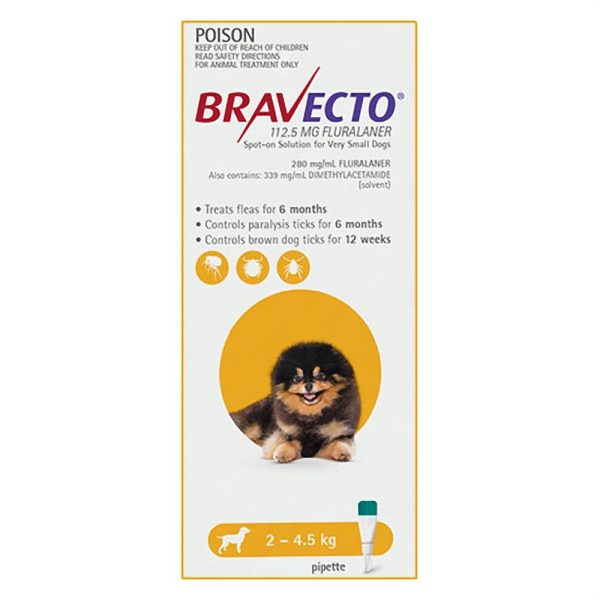 Bravecto Spot On Very Small Dogs 2-4.5Kg 1 Pack Online now