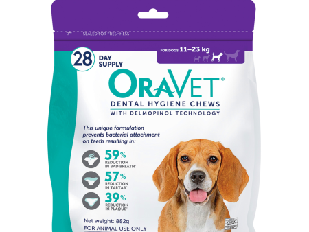 Oravet Plaque & Tartar Control Chews for Medium Dogs 11-23kg 28 Pack Hot on Sale