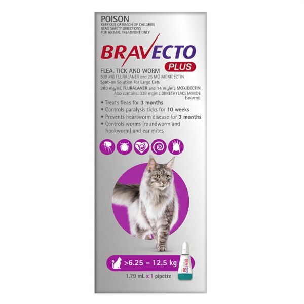 Bravecto Plus Large Cats 6.25-12.5Kg Supply