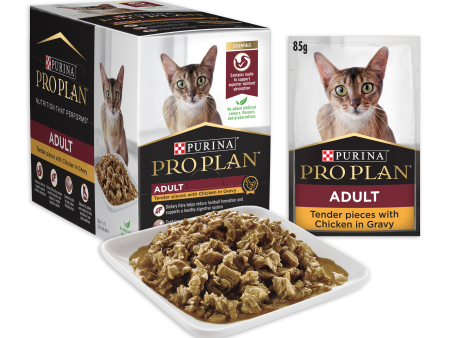 Pro Plan Chicken Adult Wet Cat Food Pouches 85g x 12 on Sale