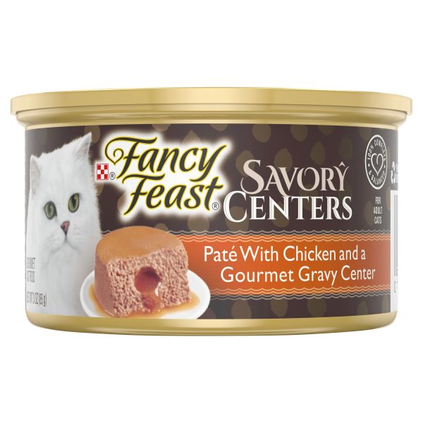 Fancy Feast Savoury Centers Pate With Chicken And Gourmet Gravy Center Adult Wet Cat Food 85g x 24 Supply