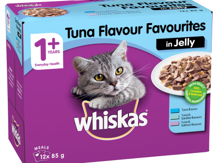 Whiskas Favourites Cat Adult 1+yrs Tuna Chunks In Jelly 85g x 12 Hot on Sale