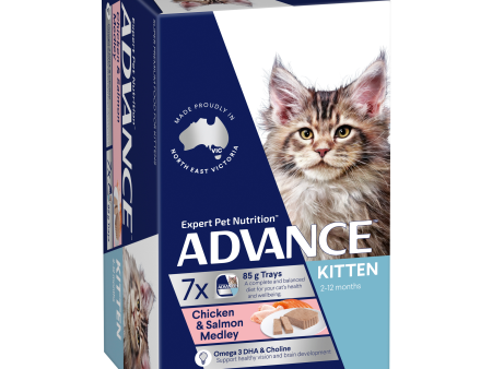 Advance Chicken and Salmon Medley Kitten Wet Cat Food Tray 85g x 7 Online now