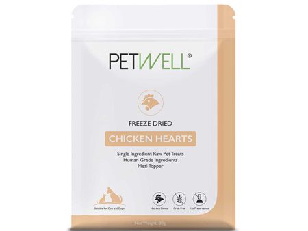 Petwell Dog and Cat Treats Freeze Dried Chicken Hearts 80g Online Hot Sale