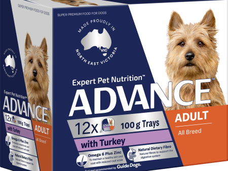 Advance Turkey All Breed Adult Wet Dog Food Trays 100g x 12 Discount