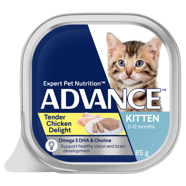 Advance Tender Chicken Delight Kitten Wet Cat Food Trays 85g x 7 Hot on Sale