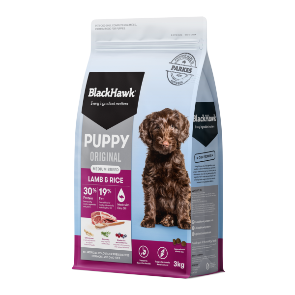 Black Hawk Original Puppy Lamb and Rice Medium Breed Dry Dog Food 3kg Fashion