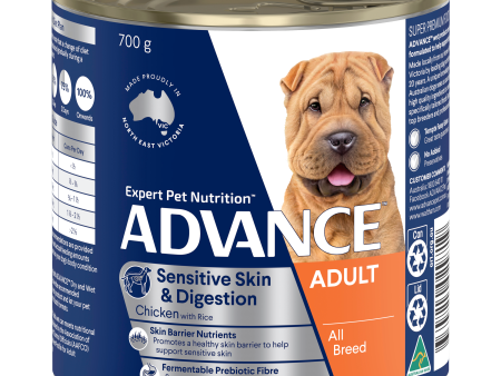 Advance Chicken and Rice Sensitive Skin and Digestion Adult Wet Dog Food Can 700g x 12 Cheap