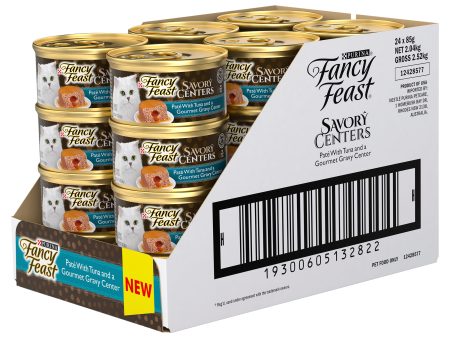 Fancy Feast Savoury Centers Pate With Tuna And Gourmet Gravy Center Adult Wet Cat Food 85g x 24 Discount