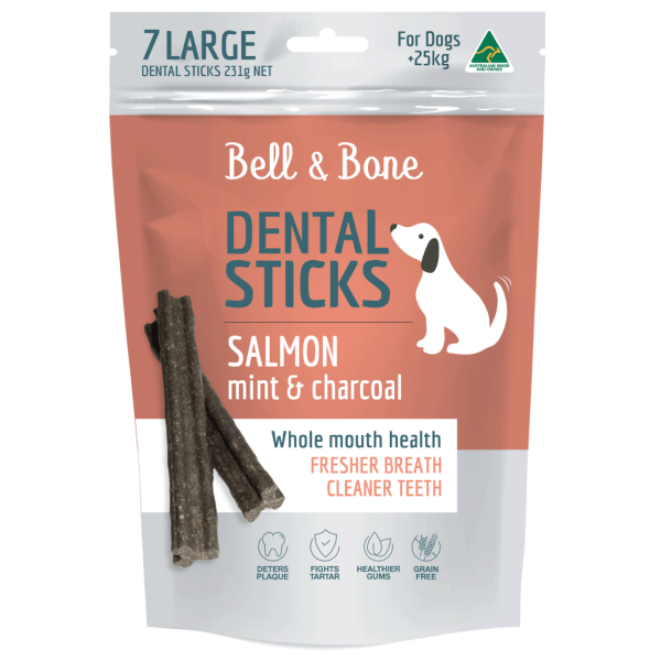 Bell & Bone Dog Dental Sticks Salmon Mint and Charcoal on Sale