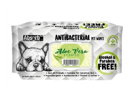 Absorb Plus Antibacterial Dog Wipes Aloe Vera 80 Pack Discount